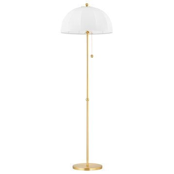 1 Light Floor Lamp, Aged Brass