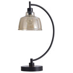 Stylecraft - Fellows 26" Arched Table Lamp - The Black Water table lamp incorporates a sleep, vintage-inspired look into the modern home with ease. Crafted around a simple arched metal frame with a glass pendant shade, this light introduces a sleek kind of industrial touch. This lamp is the perfect accent for bedsides and classic chair-side tables.