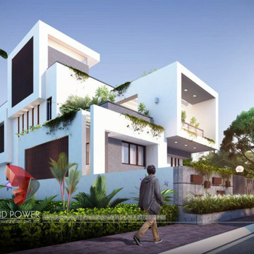 3D Exterior Design Rendering Of Modern House