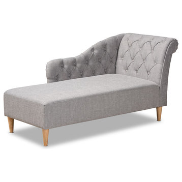 Corbin Modern and Contemporary Gray Fabric Upholstered Oak Chaise Lounge