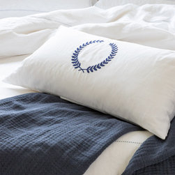 Wreath Embroidered Linen Cushion - Decorative Pillows