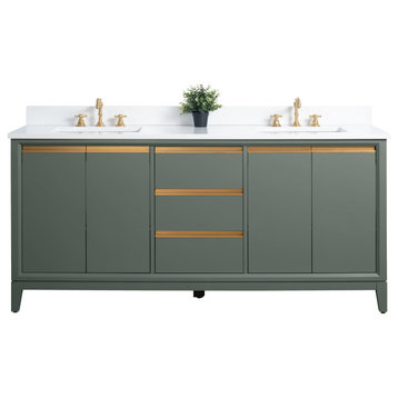 Bath Vanity, Sink, Engineered Marble Top, Vintage Green, 72" (Double Sink)