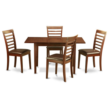 5 Pc Kitchen Tables Set - Table With Leaf And 2 Chairs For Dining Room