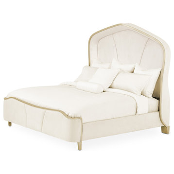 Malibu Crest Eastern King Curved Panel Bed - Doeskin/Chardonnay