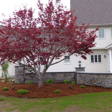 Bluestone Patio with Granite Cobblestone walls