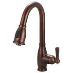 Olympia Faucets - Accent Single Handle Pull-Down Kitchen Faucet, Oil Rubbed Bronze - Featuring classic traditional elegance, our Accent Collection of faucets by Olympia is ageless and uncomplicated. Accent can both simplify and provide an essential enhancement to your home with an understated enduring style balanced with seamless functionality.