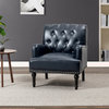 34.8" Wooden Upholstered Armchair, Navy