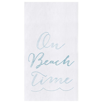 On Beach Time Flour Sack Kitchen Towel Cotton 27 Inches