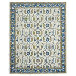 Amer Rugs - Romania Pecos Blue Hand-Hooked Wool Area Rug, 5'x8' - This lovely area rug in a classic floral pattern will be an exceptional addition to your home. It is hand-crafted with pride in India using 100% New Zealand wool, providing the highest level of comfort underfoot. Featuring a cotton backing to help prevent sliding and shifting, this rug is perfect for bedrooms, living rooms, and dining rooms alike.