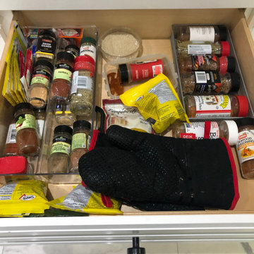 Before: Cluttered Spice Drawer