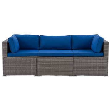 Parksville Patio Sectional Set 3pc, Blended Gray/Oxford Blue