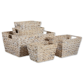 DII Asst White Wash Hyacinth Basket Set of 5