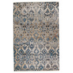 Jaipur Living - Nikki Chu by Jaipur Living Asani Ikat Area Rug, Blue/Tan, 2'6"x8' - Inspired by the African motifs, the Sanaa collection by Nikki Chu is the perfect combination of statement-making patterns and easy-to-decorate-with hues. The Asani rug boasts a perfectly distressed ikat-inspired design in tones of blue, gray, taupe, and beige with ivory fringe trim for added texture and vintage allure. This power-loomed rug features a plush and durable blend of polyester and polypropylene, lending the ideal accent to high-traffic spaces.