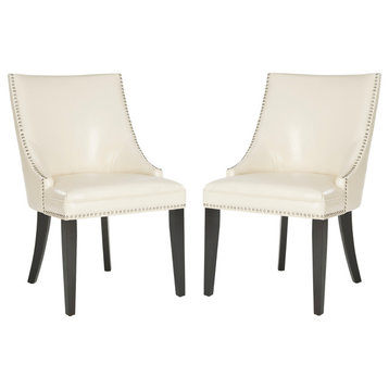 Safavieh Afton Side Chairs, Set of 2, Flat Cream, Leather