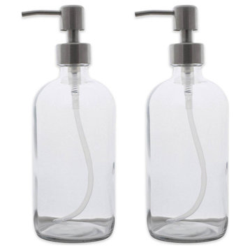 DII 2-Piece 16oz Clear Glass Bottle Set With Stainless Pump Tops