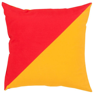 Rain by Surya Poly Fill Pillow, Bright Orange/Saffron, 20' x 20'