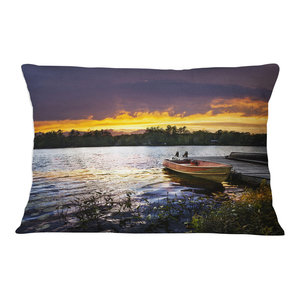 Designart CU11720-20-20-C Pier Over Coniston Water Panorama Wooden Sea Bridge Round Cushion Cover for Living Room Insert Printed On Both Side Sofa Throw Pillow 20