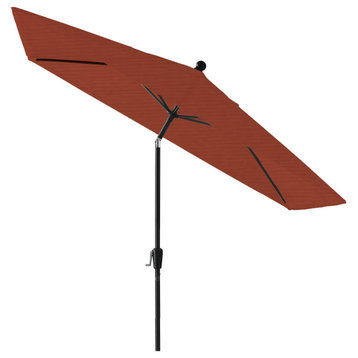 Pismo Dawn 9'x7' Rectangular Premium Push Tilt Market Umbrella, Black Frame, Ter