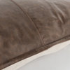 Kosas Home Cheyenne 100% Leather 22" Throw Pillow, Chocolate Brown