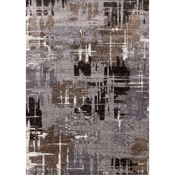 May Collection Cream Gray Taupe Distressed Rug, 5'3"x7'7"