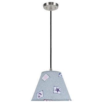 72191, 1-Light Hanging Pendant Ceiling Light, Light Blue and Patriotic Accents