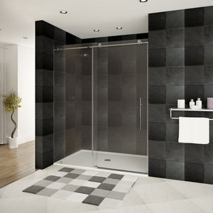 ULTRA-C Collection Frameless 10mm Clear Tempered Glass Shower Doors, Brushed Nickel, 56-60"x76"