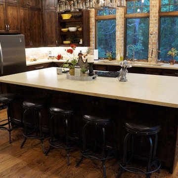 Cream Concrete Countertops in Traditional Kitchen