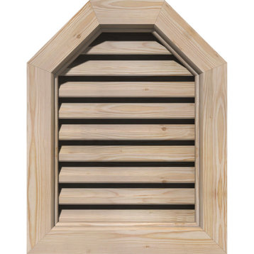 36x32 Octagonal Top Wood Gable Vent: Functional, Brick Mould Face Frame