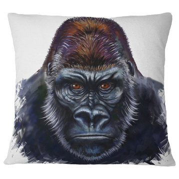 Gorilla Male Illustration Animal Throw Pillow, 18"x18"