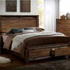 Furniture of America Nangetti Solid Wood Antique Oak Queen Storage Bed