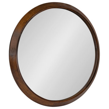 Uldrich Wood Framed Mirror, Walnut Brown, 24 Diameter