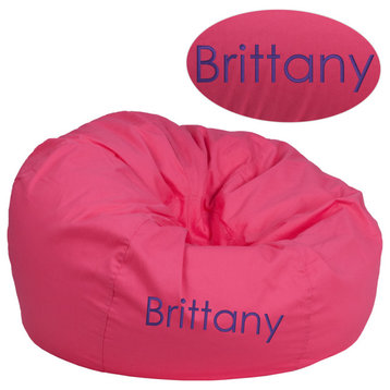 Personalized Oversized Solid Hot Pink Bean Bag Chair for Kids and Adults
