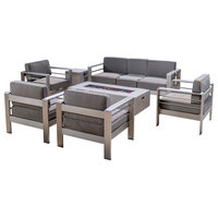 Coral Bay Outdoor 4 Piece Set, Club Chairs and 3 Seater Loveseat with Firepit