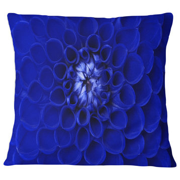Abstract Blue Flower Design Floral Throw Pillow, 18"x18"