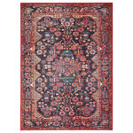 Nourison - Nourison Fulton 5' x 7' Red Vintage Indoor Area Rug - Add a timeless look to your space with this vintage-inspired rug from the Fulton Collection. Featuring an intricately printed pattern in classic red and blue multicolored tones, this Persian rug is a cozy addition to your living room, bedroom, kitchen, or dining room. Fulton is made from durable polyester yarns in a flat weave style that does not shed � ideal for busy households with pets and young children or frequent guests. Non-slip backing.