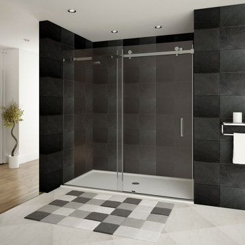Shower Doors, Semi-Frameless, 8mm Clear Tempered Glass, ULTRA-B Collection, Brushed Nickel, 44-48"x76