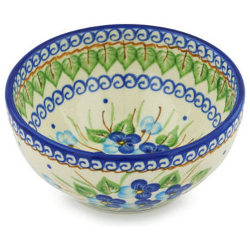 Polish Pottery 6" Stoneware Bowl Hand-Decorated Design