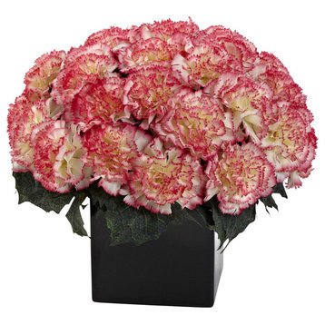 Carnation Arrangement With Vase, Cream Pink