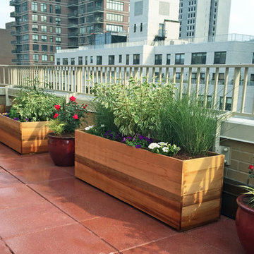 Upper West Side Rooftop Terrace with Custom Planter Boxes and Bench