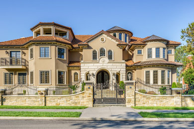 Inspiration for a mediterranean exterior home remodel in New York