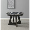 Bowery Hill Modern Wood Gray Finish Round Game Table with Inset Cup Holders