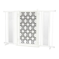 Fusion Gates - Fusion Gate with Trellis Design, White Pearl, 52"-60" - Dog Gates
