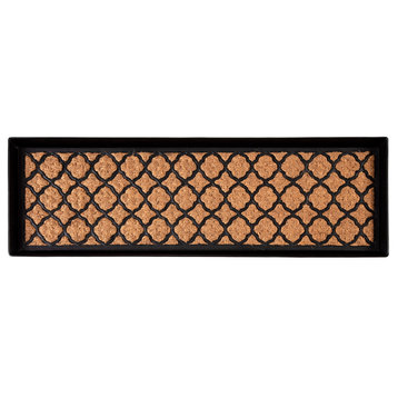46.5"x14"x1.5" Black Metal Boot Tray With Trellis Coir and Rubber Insert