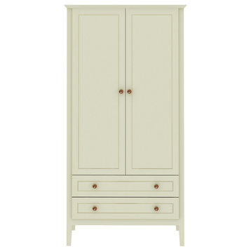 Crown Full Wardrobe With Hanging and 2 Drawers, Off White