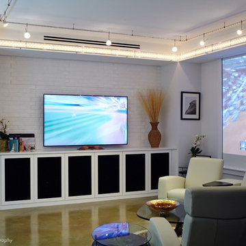 Motorized shade doubles as projection screen