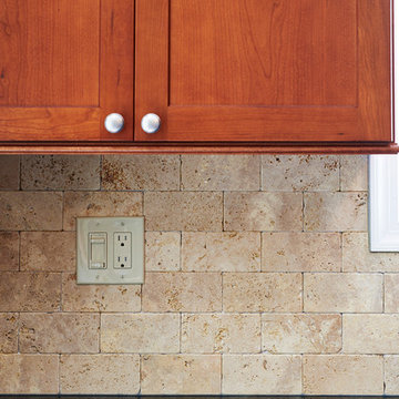 Cherry Country Style Kitchen with Contrast Island