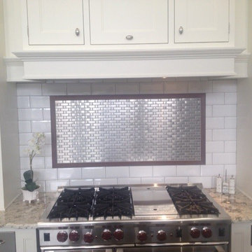 Eden Mosaic Tile Installations: Brick And Square Pattern Stainless Steel Tile