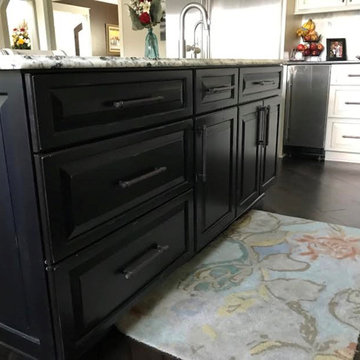 Amish Custom Cabinets- Antique White with Coco Glaze and Maple Espresso