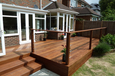 Ipe hardwood deck with stainless steel wire handrails, Hove