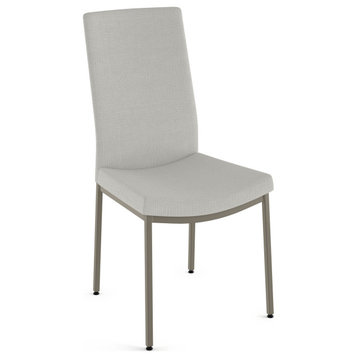 Amisco Torres Dining Chair, Pale Grey Beige Polyester / Grey Metal